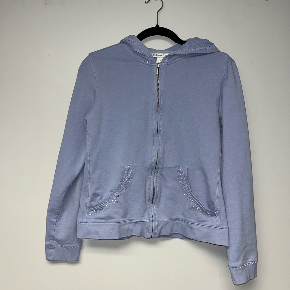 Lavender Beaded Zip-Up Hoodie